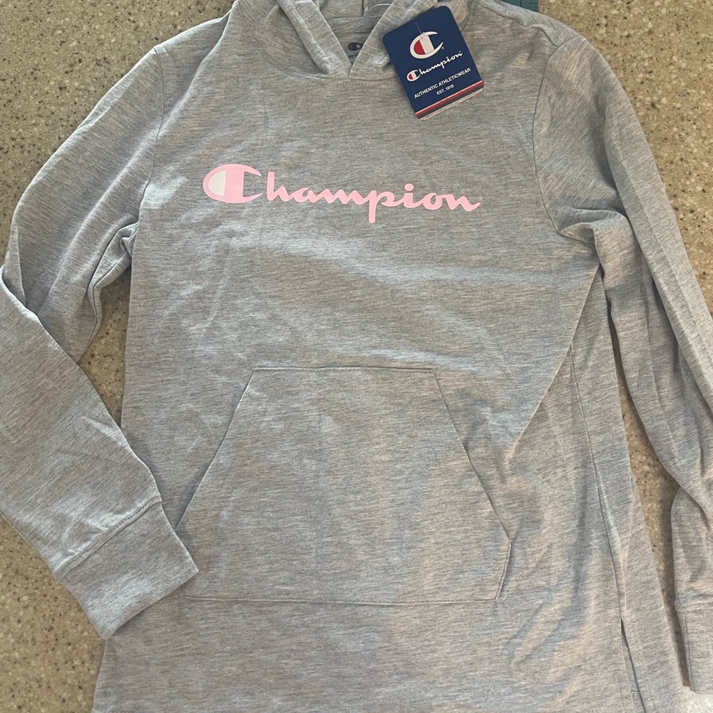 Girls Large Champion hooded long sleeve shirt